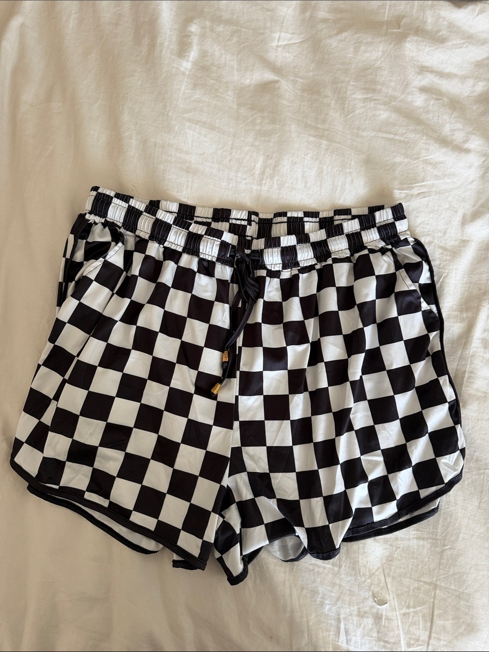 Black & White Checkered Women's Casual Shorts